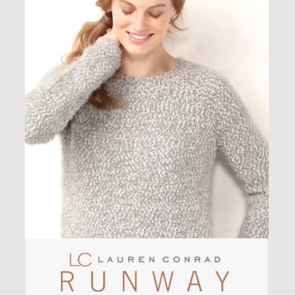 LC Lauren Conrad Sweaters - Soft & Fuzzy Gray Cozy Relaxed Oversized Boucle Knit Sweater LC Lauren Conrad